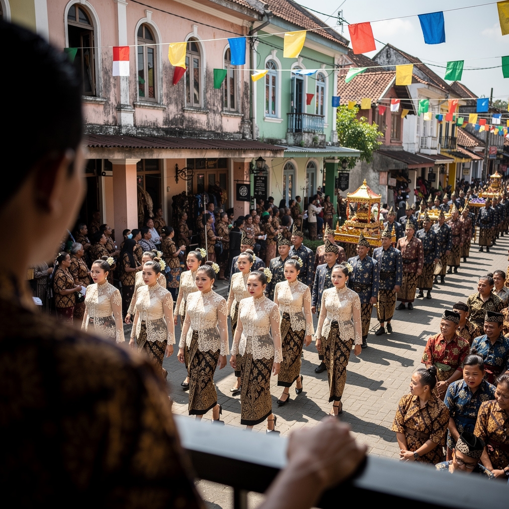 Peserta festival batik Solo mengenakan kain batik tradisional dalam pawai budaya